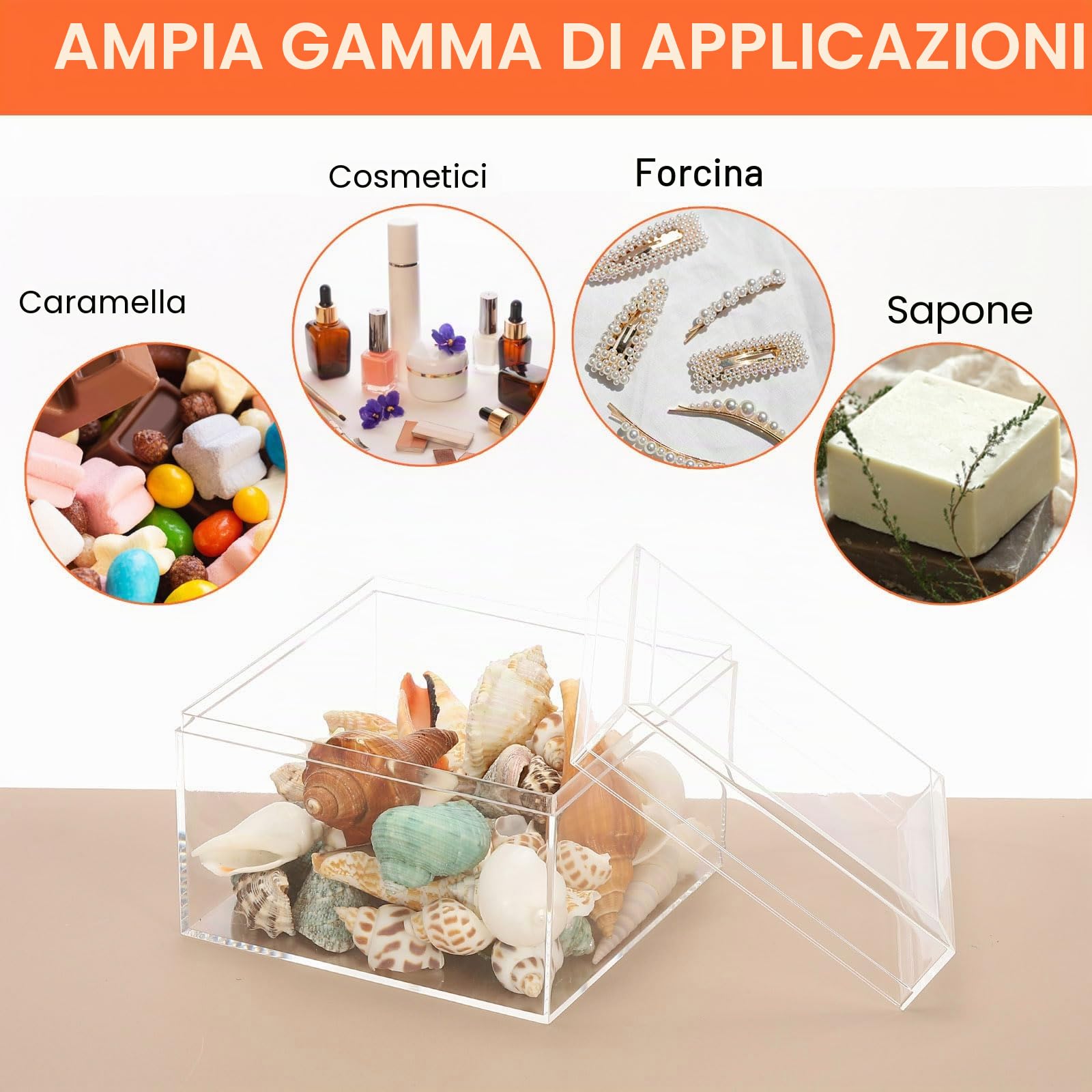 PATIKIL Scatola In Acrilico Con Coperchio 20 x 20 x 10 cm, Scatole Di Visualizzazione In Plastica Trasparente Contenitori Quadrati Cubi Organizzatori Di Archiviazione Per Visualizzazione