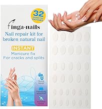 32 Instant Split Nail Saver Patches - Clear Self-Adhesive Broken Nail Repair Kit for Cracks and Splits - Temporary Manicure Fix Protector for Natural Fingernails & Polish