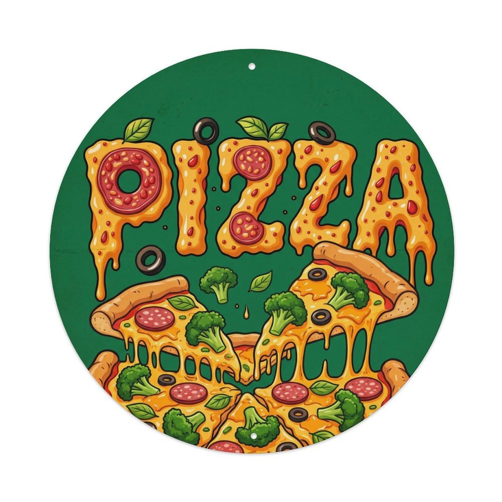 Huiyhb 8X8inch(20X20cm) Vintage Pizza Slice Broccoli Cheddar Metal Tin Sign