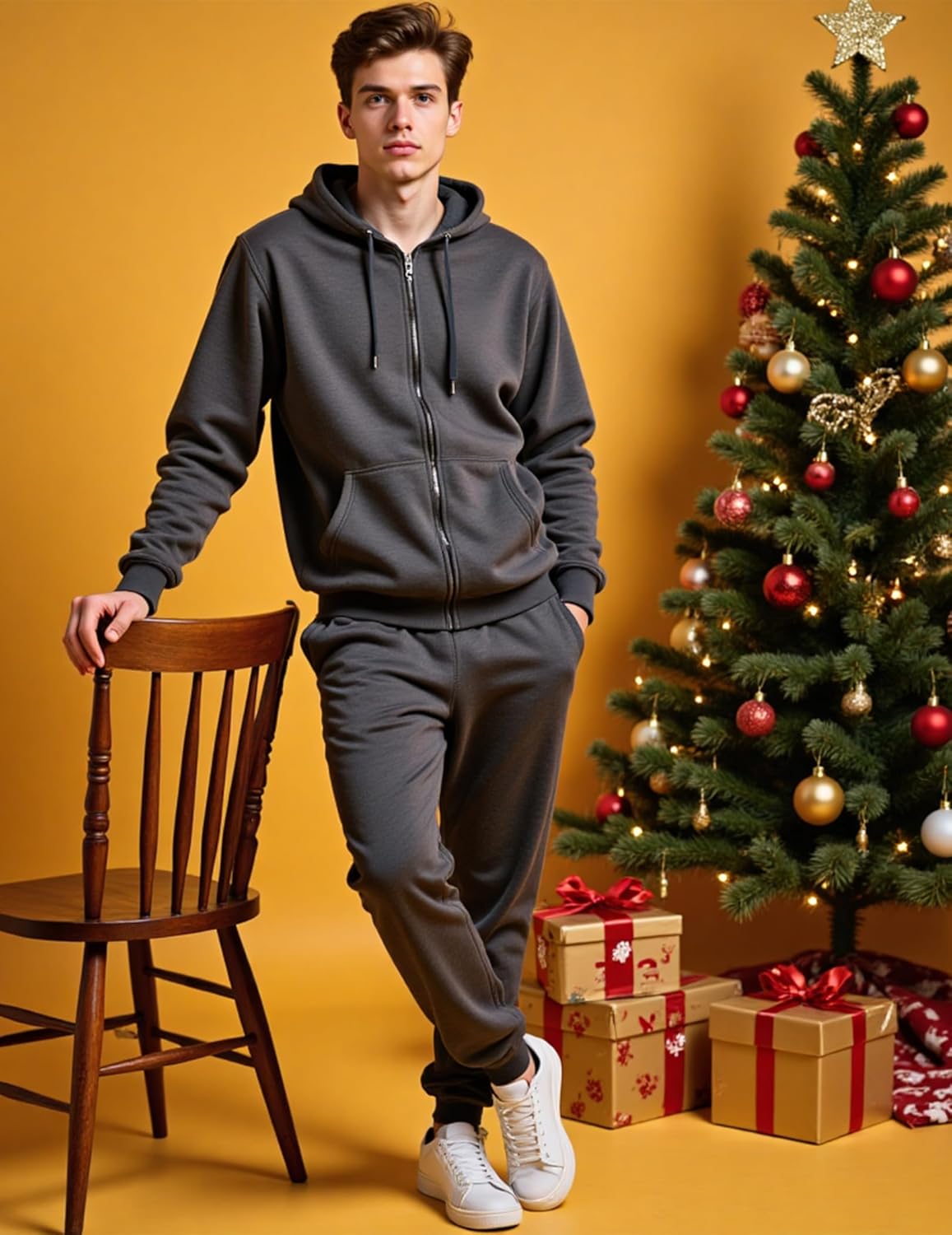 Athletic Men's 2 Piece Set Hoodie Casual Tracksuits Sweatsuit Full Zip Long Sleeve Jogging Suits - Image 2