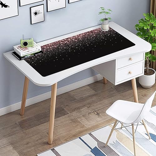 Miniatura 7 de Alfombrilla de mouse para juegos con purpurina de oro rosa XXL, alfombrilla de mouse de escritorio grande con bordes cosidos, impermeable,