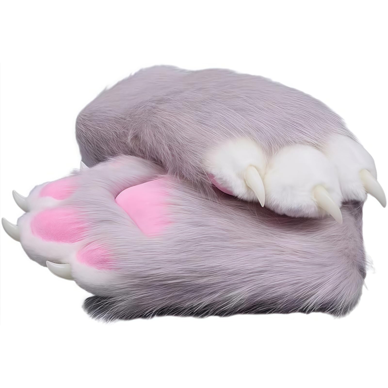 Fursuit paws gloves Multiple colors to choose from Furry claws Cosplay exhibition costumes Cat paw glove (Light gray, One Size) — image 1