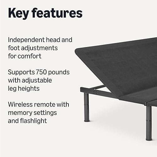 Miniatura 3 de Yaxa Basics Base de cama ajustable de metal con control remoto inalámbrico, tamaño Queen