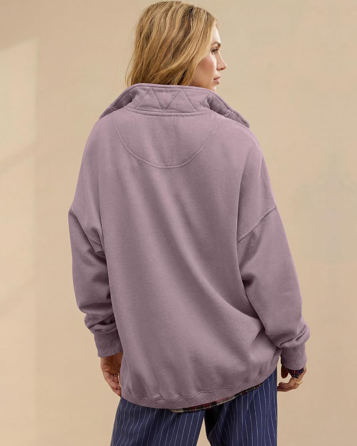  Sweatshirt for Women Oversized Henley Neck Pullover Top Fall Outfits thumbnail