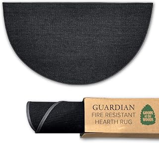 Black 4 ft Half‑Round Fiberglass Hearth Rug – Fireproof 1000 °F Protection, NFPA Class 1 Certified, 50% Thicker, Non‑Slip Vinyl Backing – Indoor/Outdoor Fireplace