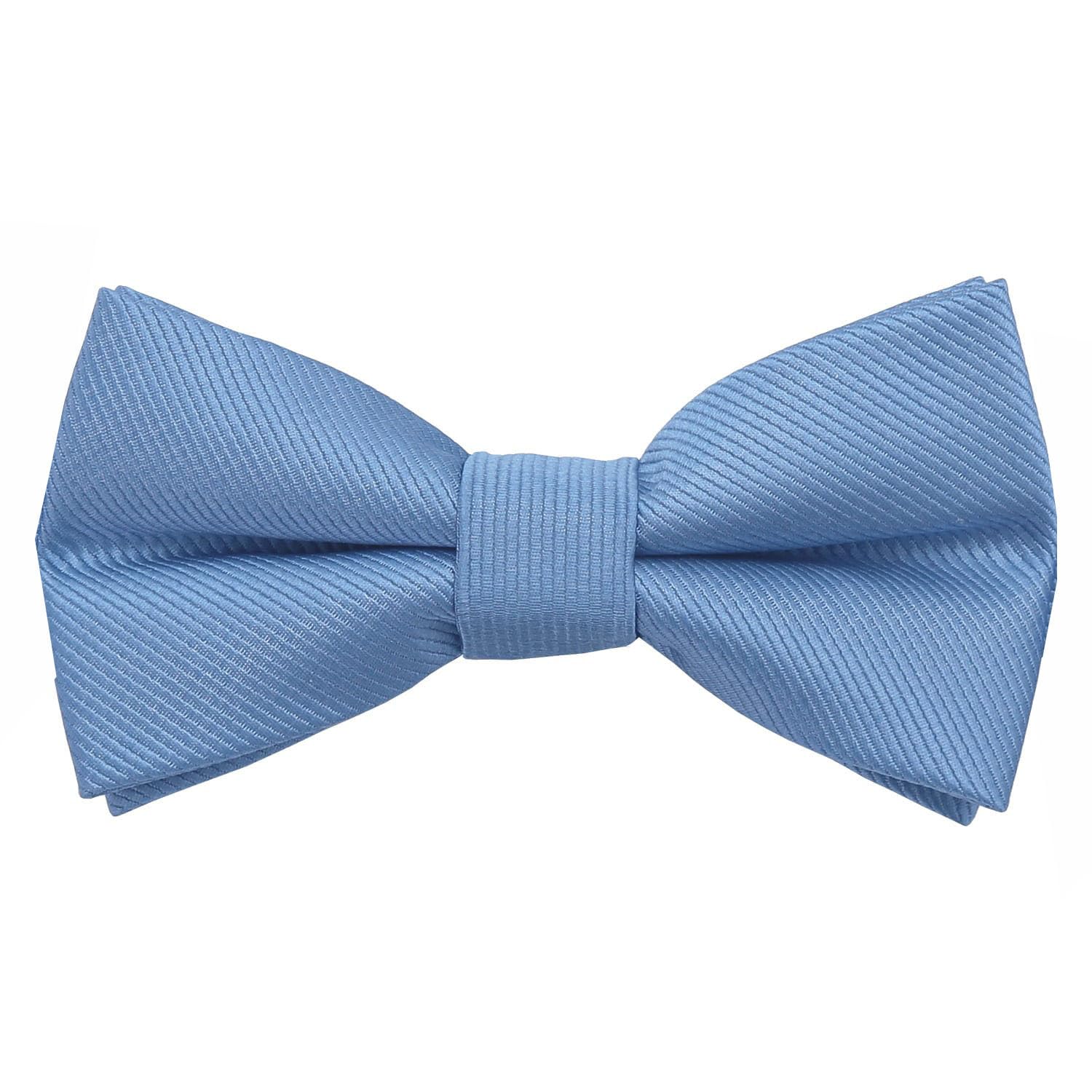 DQT Boys Plain Twill Pre-Tied Bow Tie – Wedding, Pageboy & Formal Adjustable Bowtie - Stormy Weather