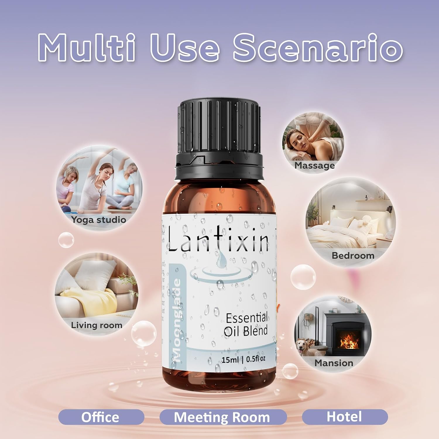 Lantixin Calming Essential Oil Blend – Lavender, Roman Chamomile & Rosemary in Natural Base – Relaxing Aromatherapy Scent for Diffuser, Sleep, Spa – for Home, Hotel – 0.5 Fl Oz (Moonglade Soothing)