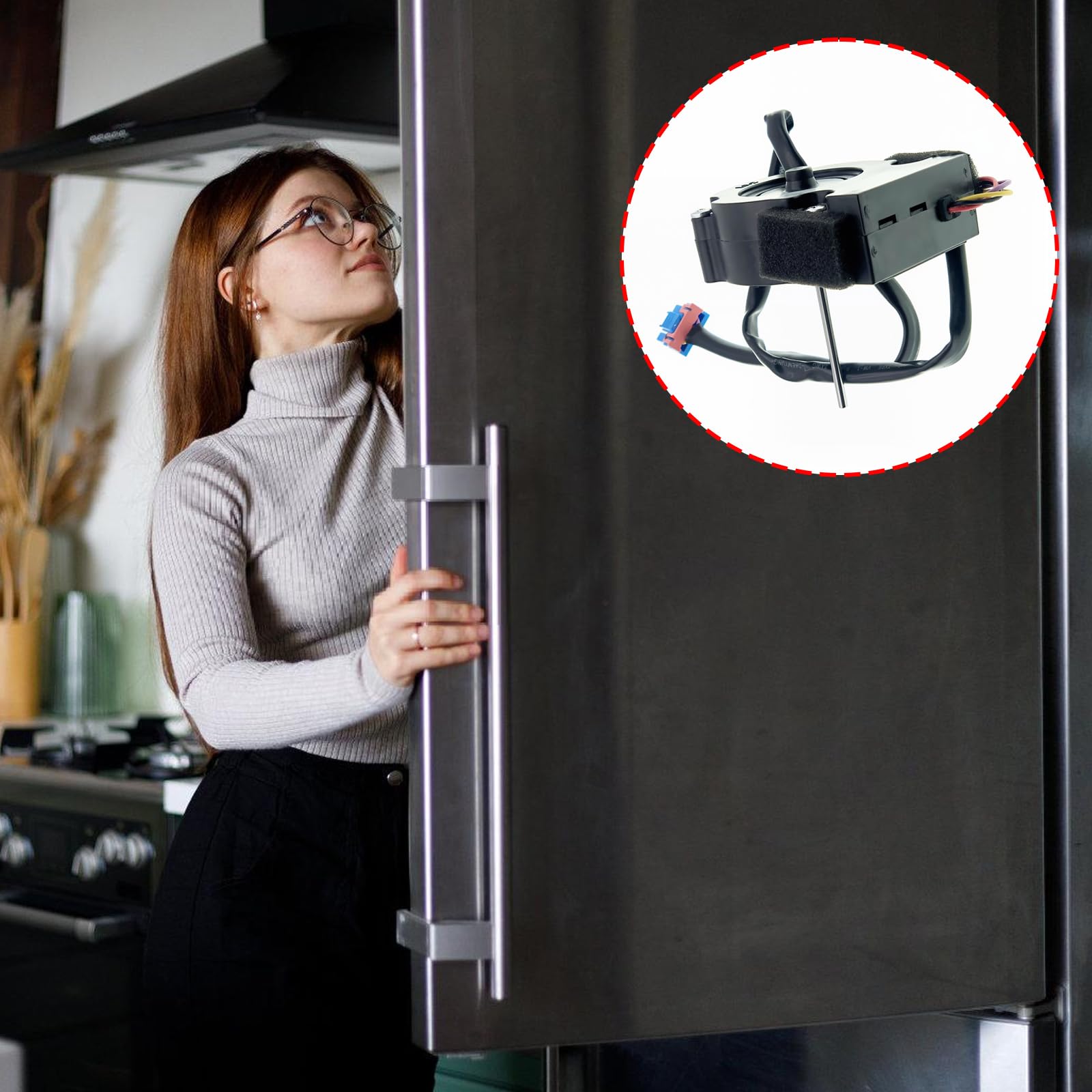 Multfituniaonl Kühlschrank Kondensator Lüftermotor, geeignet für mehrere Modelle Direktinstallation, Kunststoff Kondensator Lüftermotor