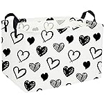 Sanjiaofen Rectangular Kids Baskets,Heart Storage Bins Organizer.Cute Storage Bin with Handles. Kids Basket,Girls Room Decor,Books Basket, Gifts Bins Empty.(Black Heart)