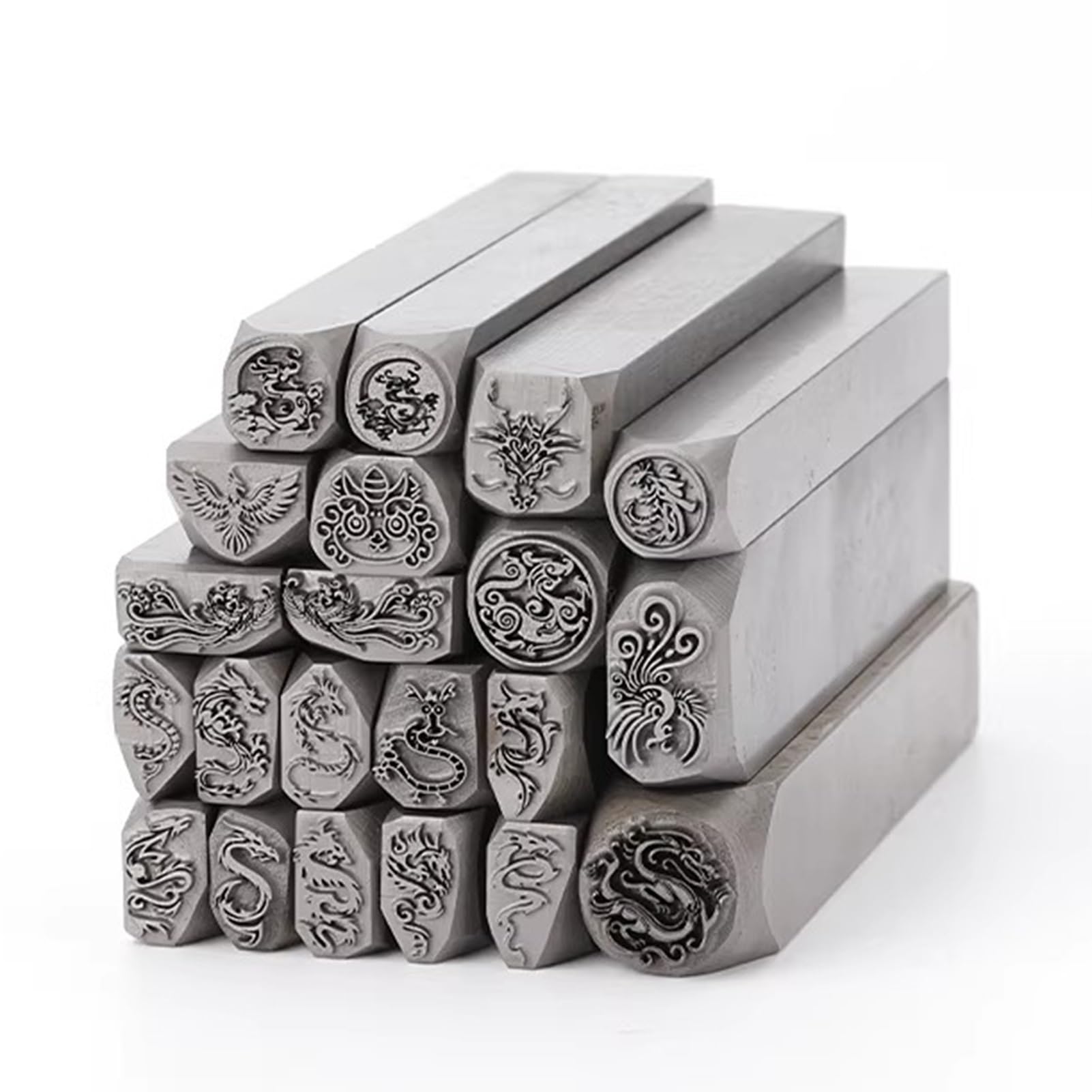 Timbri Metallici Kit per Stampaggio Metalli Modelli di Caratteri Cinesi Timbri in Acciaio per Gioielli Pelle Legno Forniture Artigianali per Intaglio Artigianale(21 PCS)