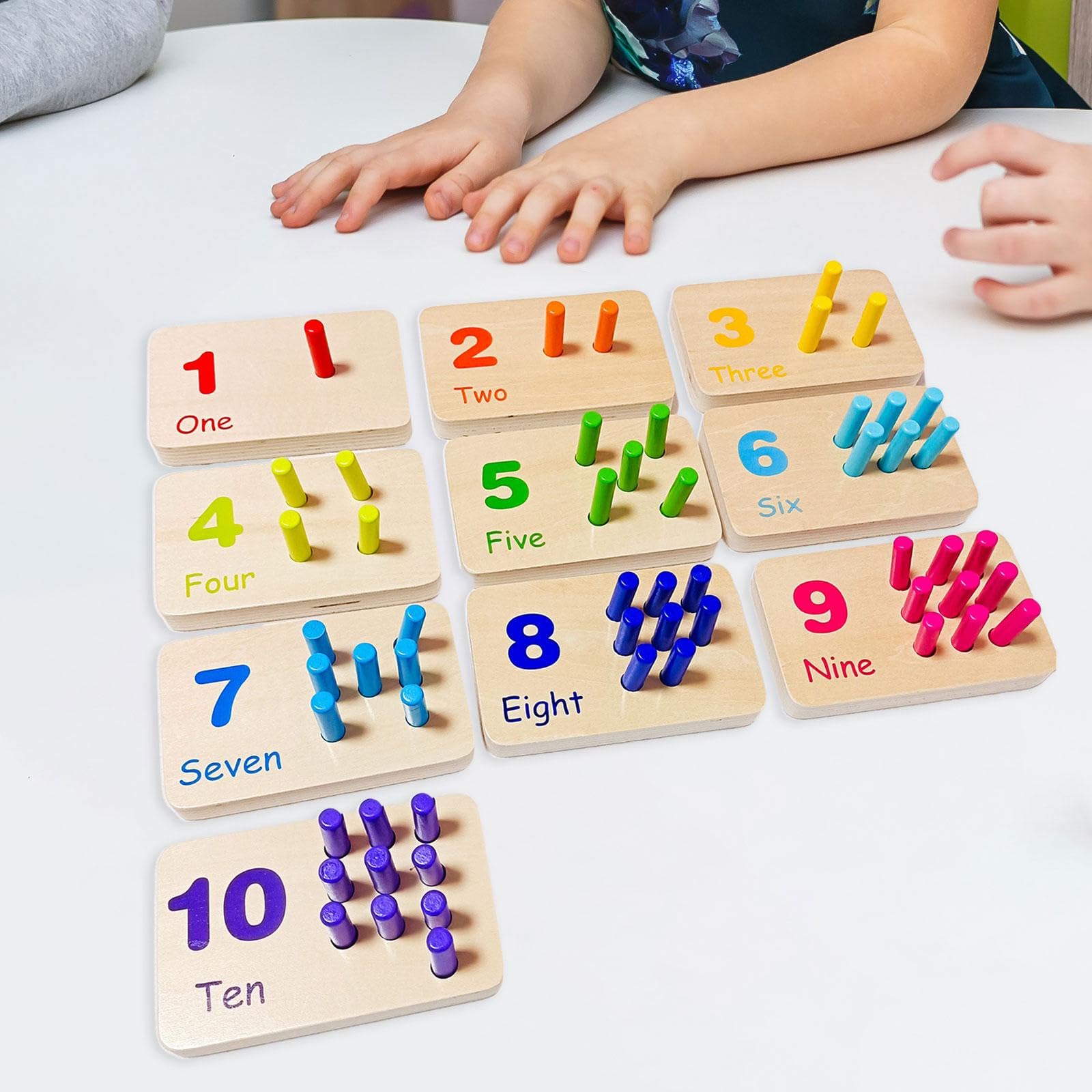 Tavola Numerica in Legno con Pioli, Materiale Didattico Manipolativo per Contare E Imparare La Matematica, Ideale per Bambini E Bambine Dell'asilo