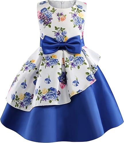 CMMCHAAH Girls Pageant Party Dresses Kid Floral Print Formal Dress for 2-9Y