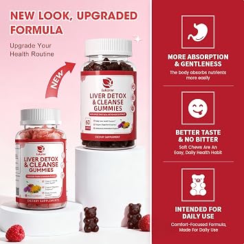 Lukaree Liver Cleanse Detox & Repair Gummies - Herbal Liver Support -120Ct
