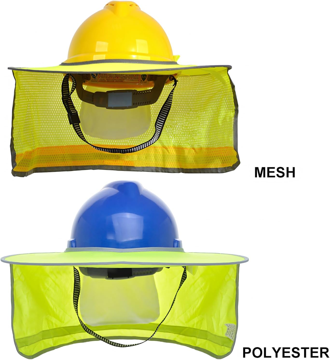 TOPTIE 3 Pack Hard Hat Sun Shield, Full Brim Mesh Sunshade with Visor, High Visibility Neck Shield