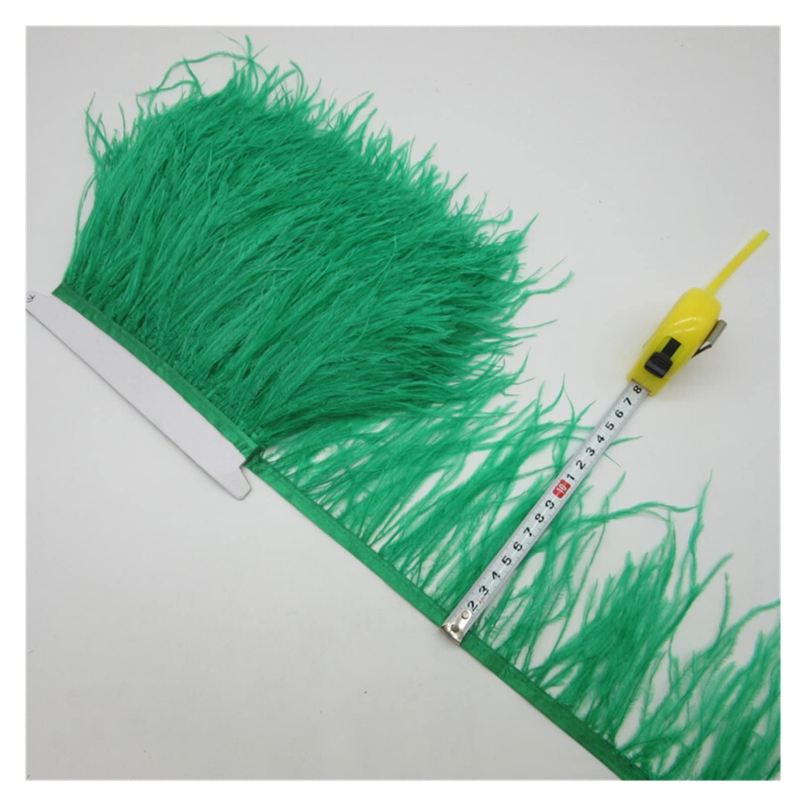 Plumes d'autruche haut de gamme en ruban vert de 10-15 cm pour artisanat