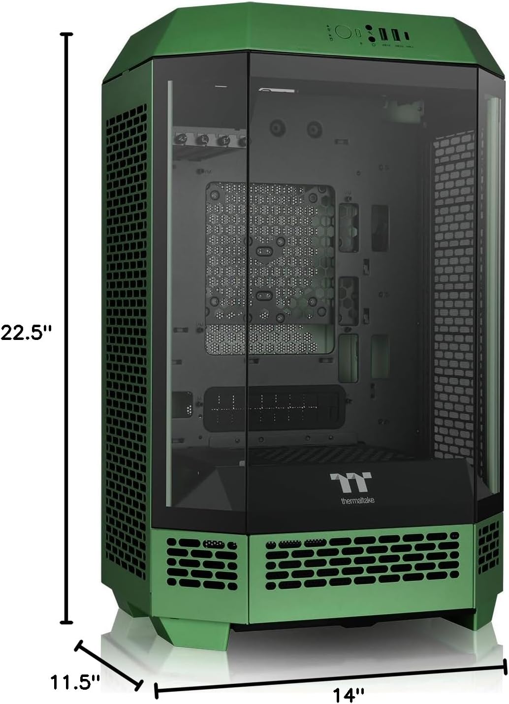 Thermaltake Tower 300 Racing Green Micro-ATX Case; 2x140mm CT Fan Included; Support Up to 420mm Radiator; Optional Chassis Stand Kit Allows Horizontal Display; CA-1Y4-00SCWN-00; 3 Year Warranty