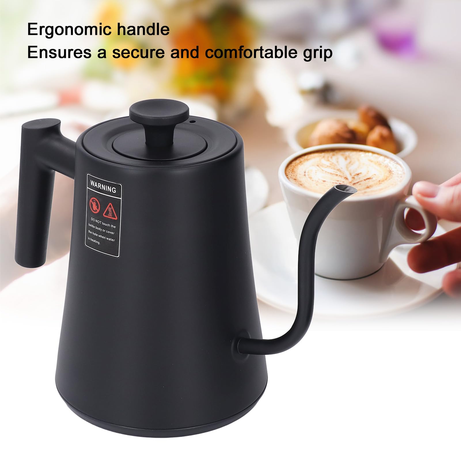 Hervidor eléctrico de cuello de cisne de 1200W, 1000ML Pantalla LCD Hervidor de acero inoxidable de calentamiento rápido con control de temperatura, mantiene caliente 8 horas (EU)