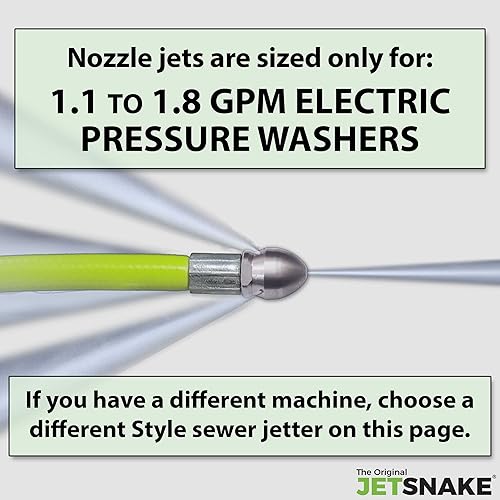 Miniatura 3 de Chorro de alcantarillado de 50 pies - Trenza de acero flexible - Completo y listo para usar - Para tu lavadora a presión eléctrica
