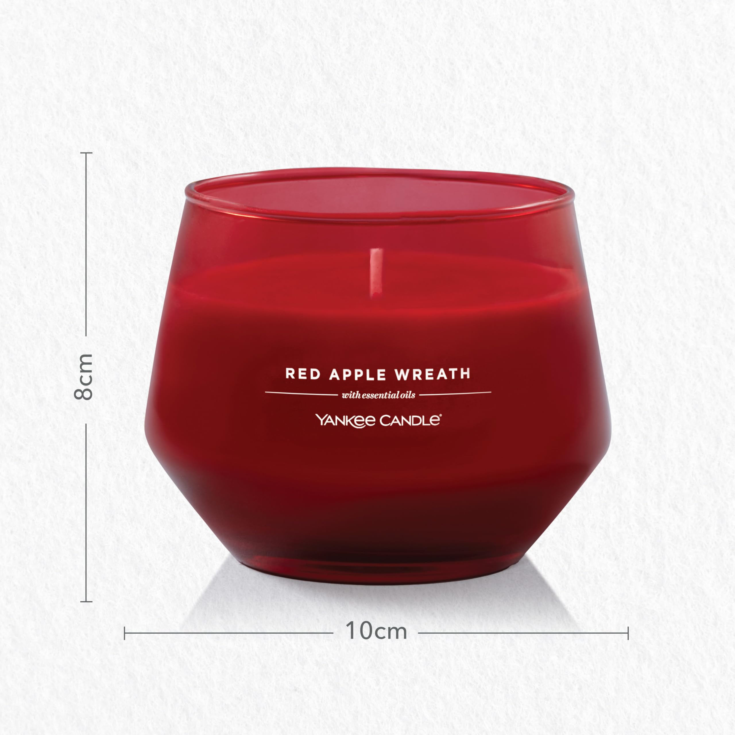 Yankee Candle Świeca zapachowa studyjna | Średnia świeca wieniec z czerwonym jabłkiem | Długie świece: 35-50 godzin | Stylowy projekt szklanego naczynia z czerwonym woskiem | Idealne prezenty dla