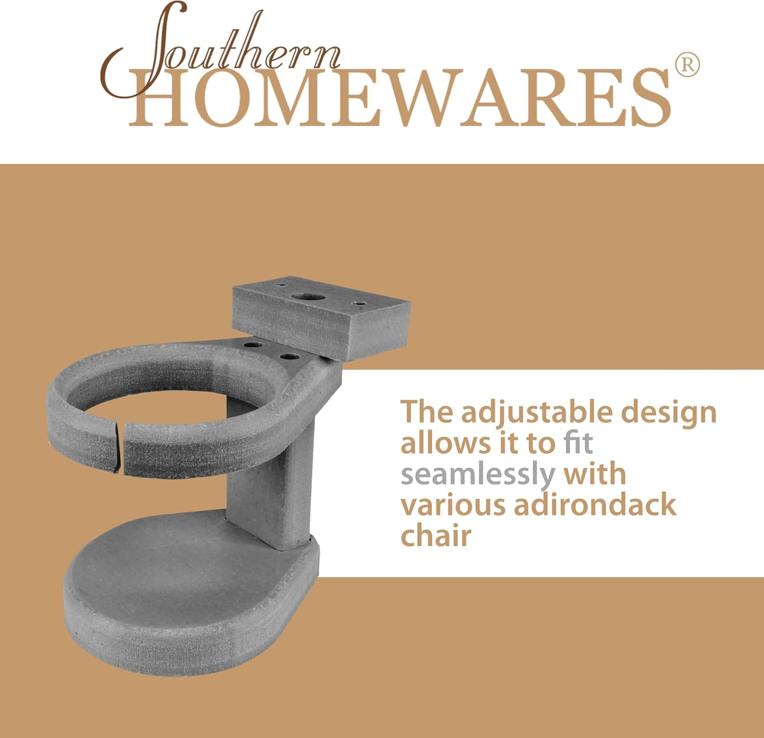 Adirondack Chair Cup Holder Attachment – Adjustable Poly Lumber Drink Holder – Outdoor Accessory for Polywood Furniture, Light Grey - Image 5