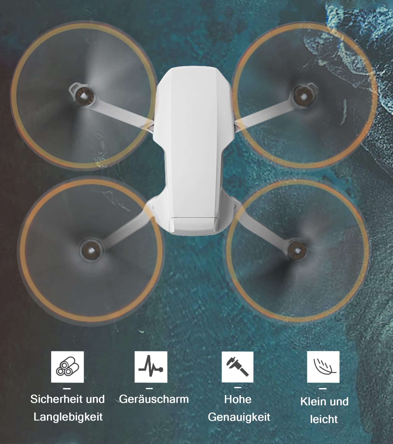 hélice 16 pièces compatibles avec Mini 4K/Mavic Mini 2/SE/Drone 4726, accessoires de remplacement d'hélice, lame légère, pièces de ventilateurs d'aile, accessoire Remplacer la pièce(16 pcs orange