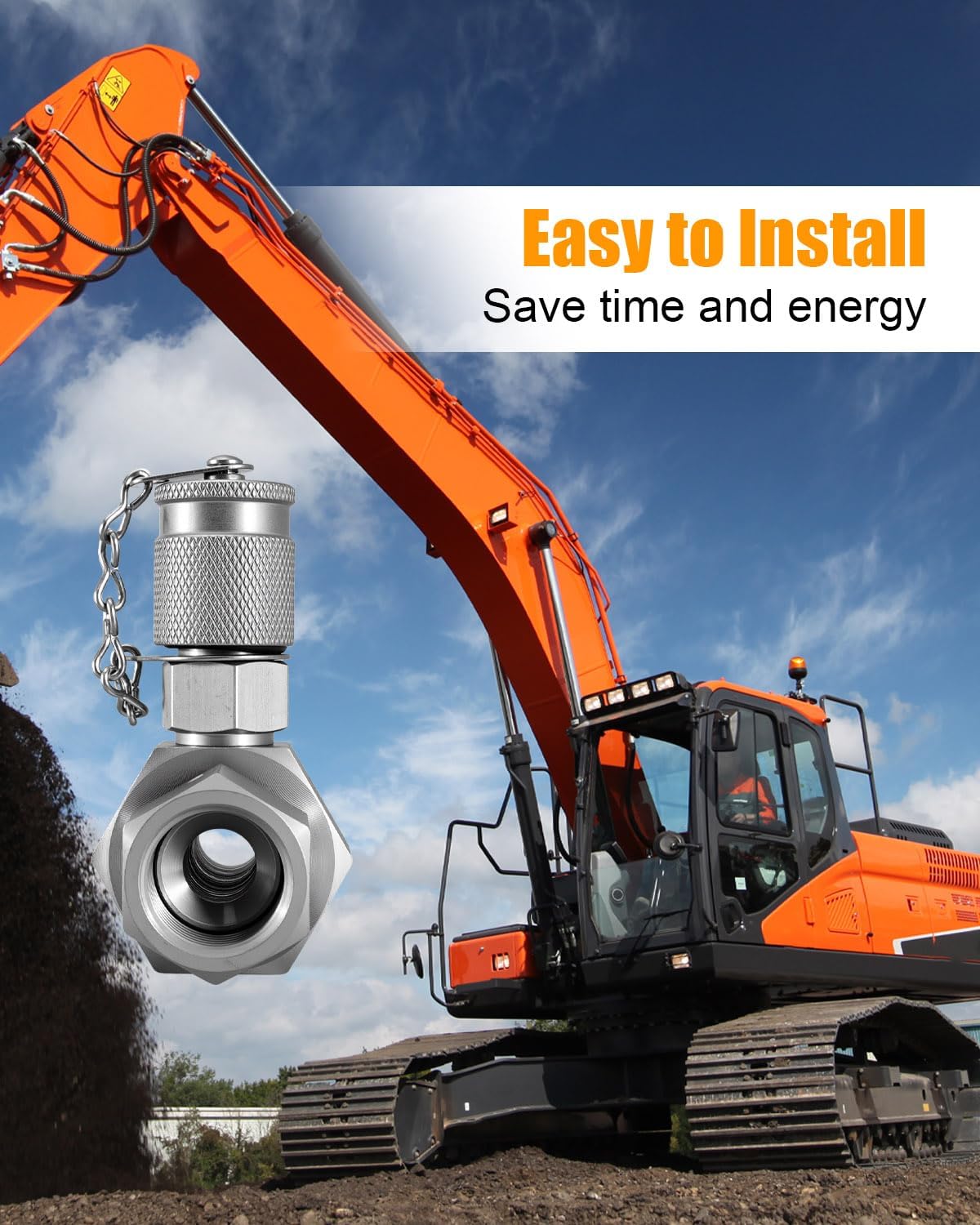 JIC37 Hydraulic Swivel Run Tees, Tee Connector and Tester Coupling Set, Tee Joint Pressure Test Metal Kit 6 PCS Fit for Most Excavator Hydraulic System Testing, Maintenance