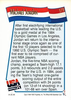 Amazon.com: 1991-92 NBA Hoops #579 Michael Jordan Team USA