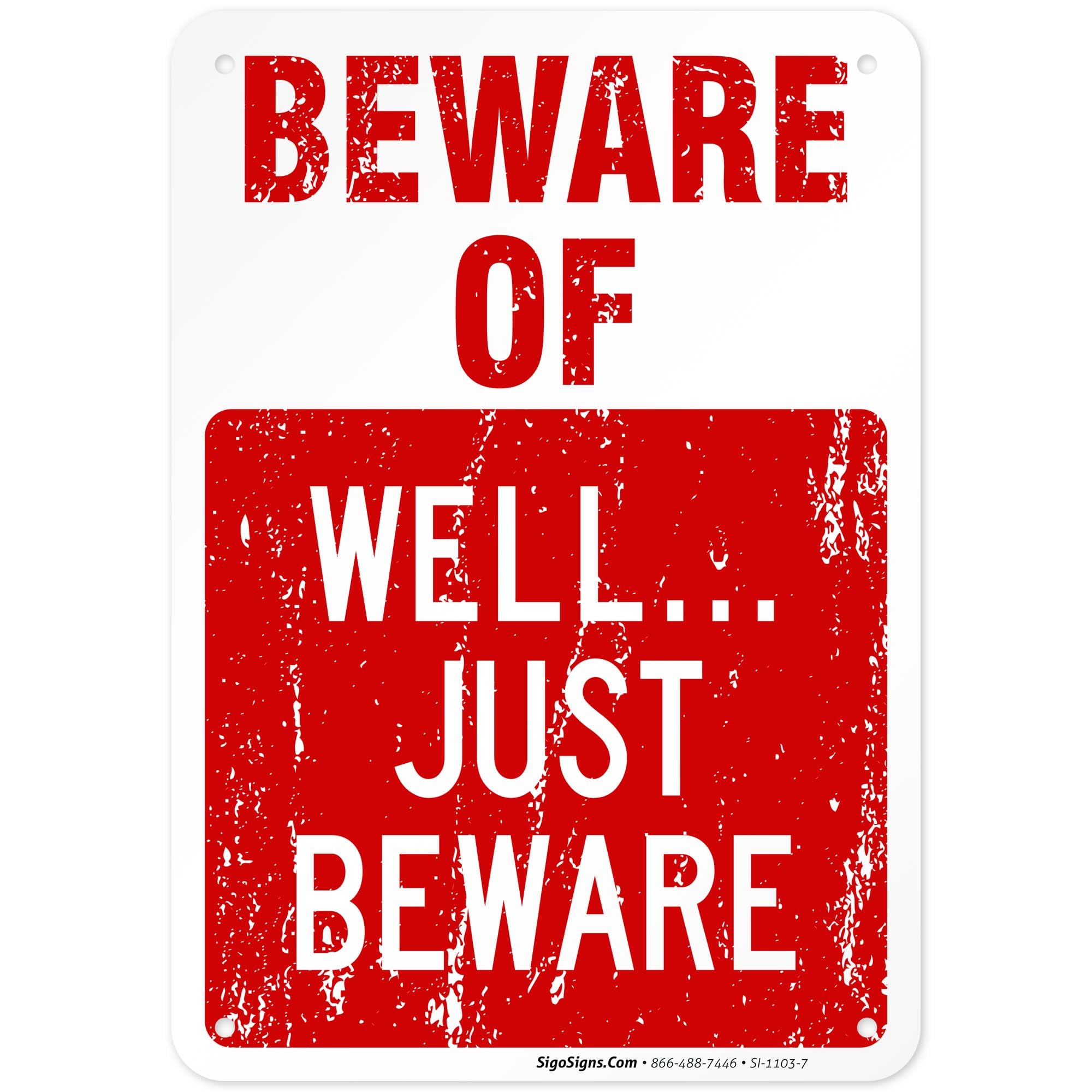 Lustiges Blechschild 'Beware Of Well Just Beware' – 30,5 X 20,3 Cm, Wetterfest Für Gartenzaun & Haus