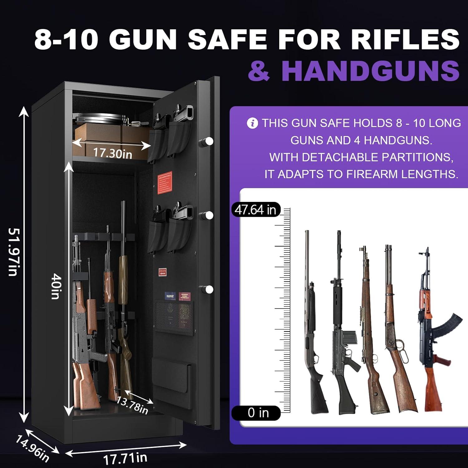 Marcree 8-10 Gun Safe dimensions and capacity for rifles and handguns