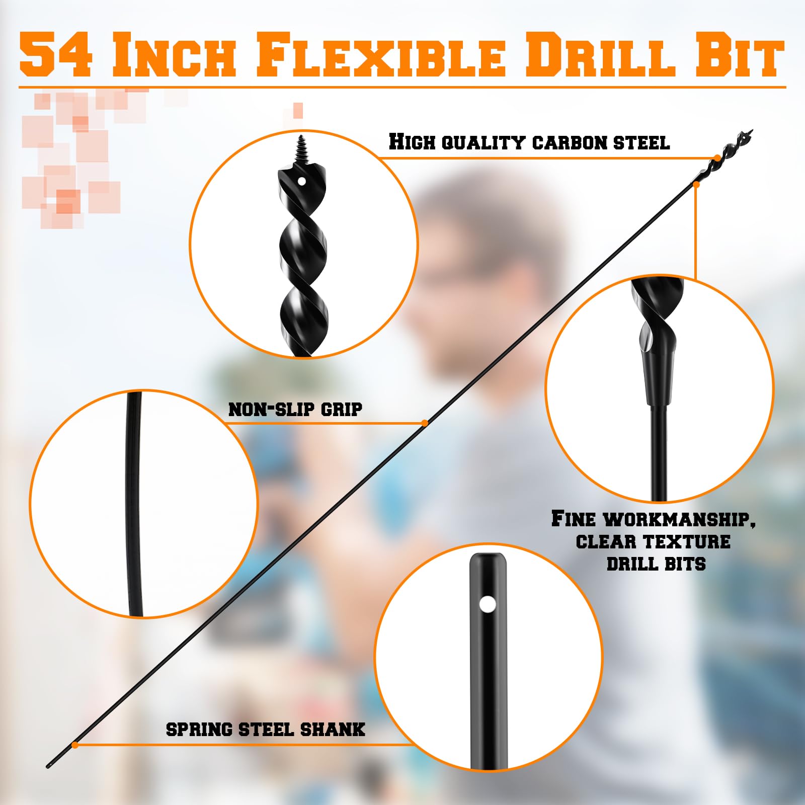 Flexible Drill Bit for Wire Pulling - 54" Auger Bit -3 Flexible Drill Bit for Wire Pulling - 54" Auger Bit -3