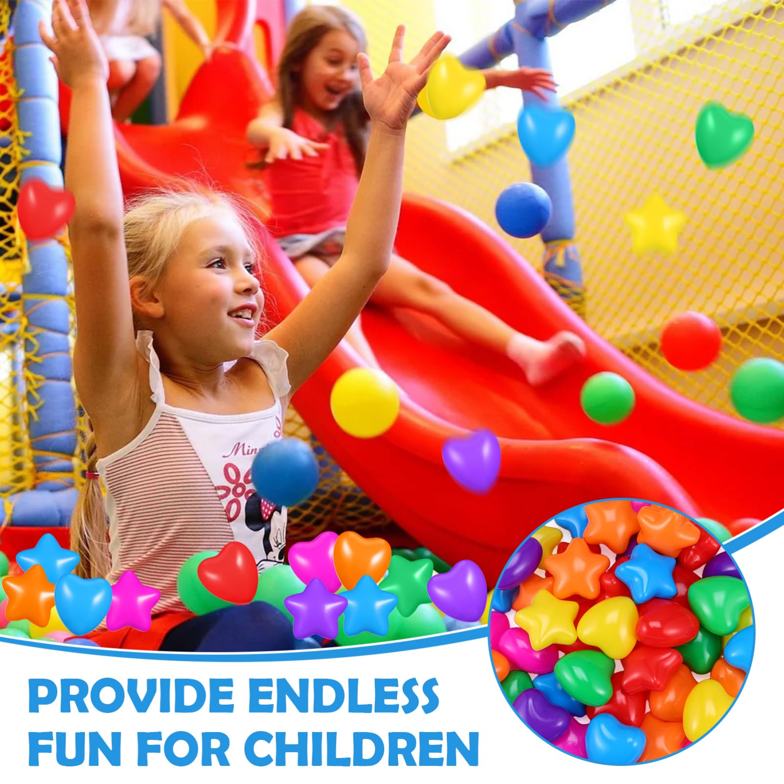 Gogogmee 60Pcs Ocean Balls Star Heart Shapes for Playtime for Ball Pits Play Tents and Pools Enhances Hand Eye Coordination Grasping Skills - Image 4