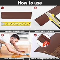 Vista 6 de Tira de transición de piso de alfombra de 10 pies, tira autoadhesiva para bordes de piso, cubierta de umbral de PVC para puerta, tira divisora
