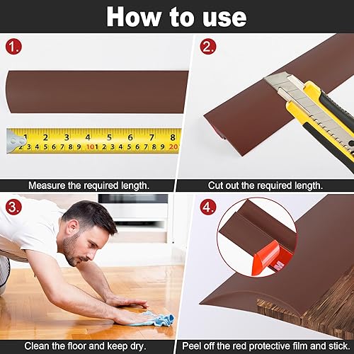 Miniatura 6 de Tira de transición de piso de alfombra de 10 pies, tira autoadhesiva para bordes de piso, cubierta de umbral de PVC para puerta, tira divisora de