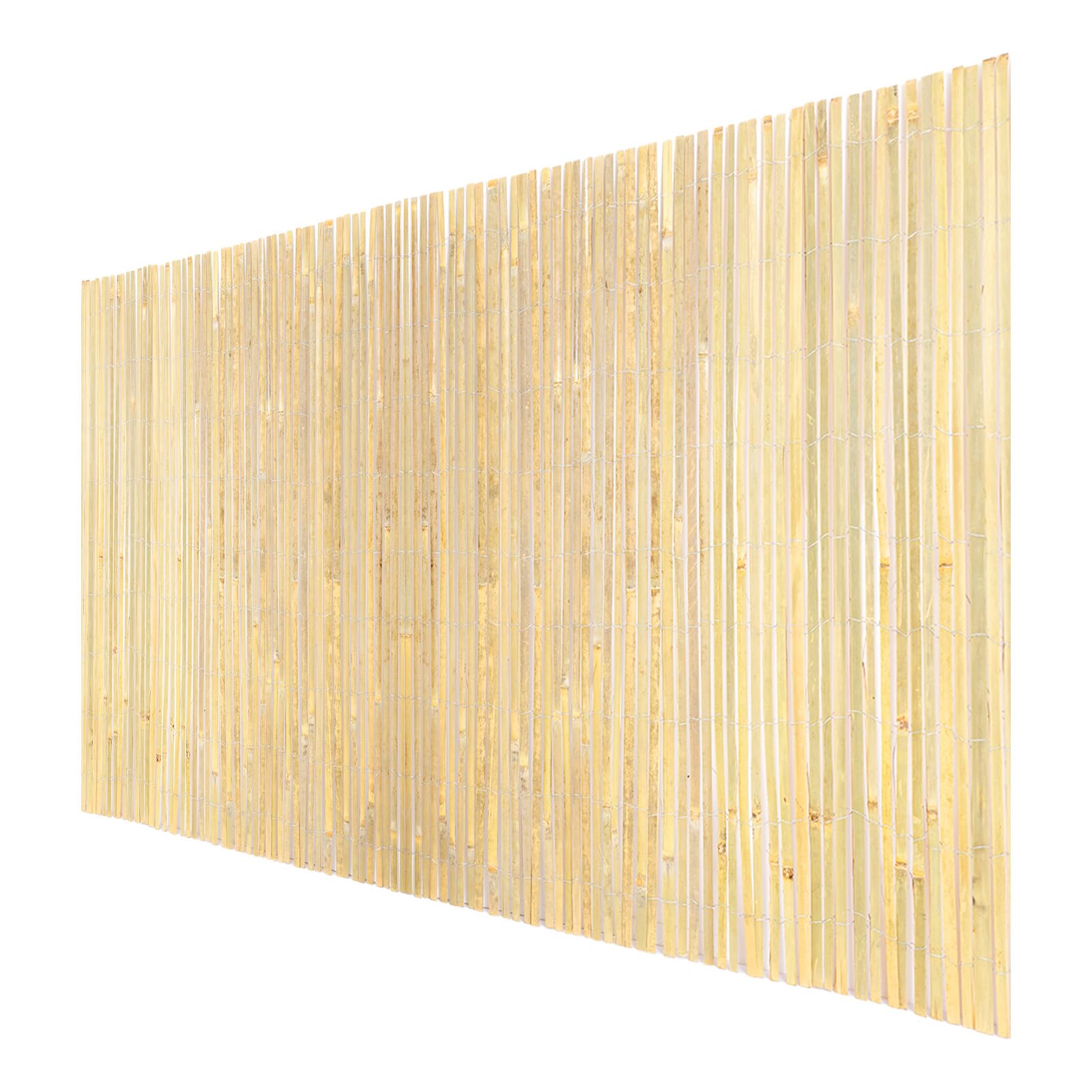 VEVOR Valla de Láminas de Bambú Natural 4,8 x 1,8 m Pantalla de Privacidad Rollo Protector Decorativo de Bambú para Ocultación en Jardín, Patio Trasero, Balcón, Junto a la Piscina, Madera Natural