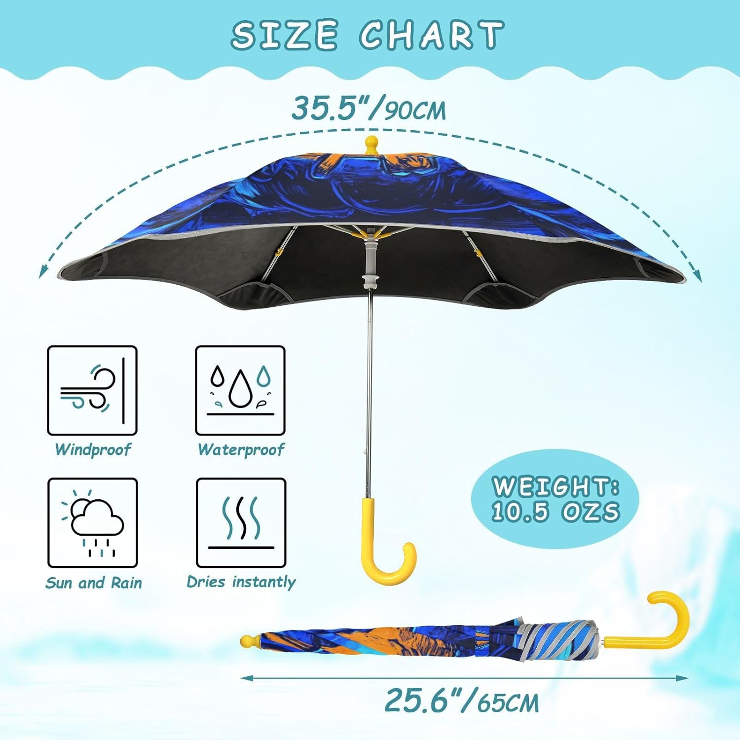 Blue Halloween Evil Pumpkin Designer umbrellas for kids Rain Sun and Wind Protection Umbrella with Reflective Strip for outdoor for rain windproof