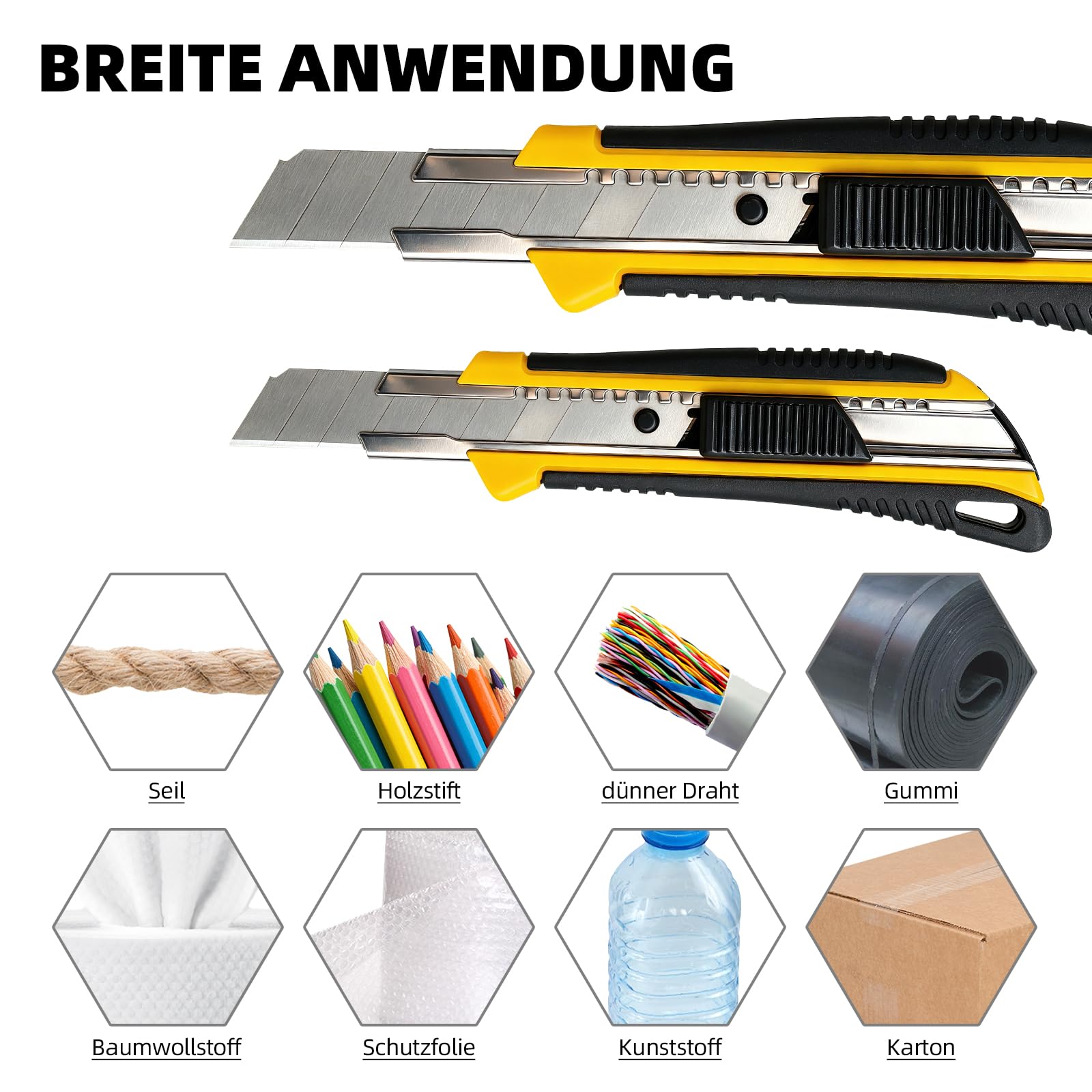 CCLIFE 4 pezzi cutter professionale taglierino 18 mm + 20 lame taglierino maniglia antiscivolo trincetto professionale per cartone moquette e bricolage
