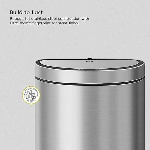 Miniatura 6 de EKO Mirage - Bote de basura semicircular con sensor de movimiento, de 12.4 galones, grande, automático para cocina con compartimento desodorante,