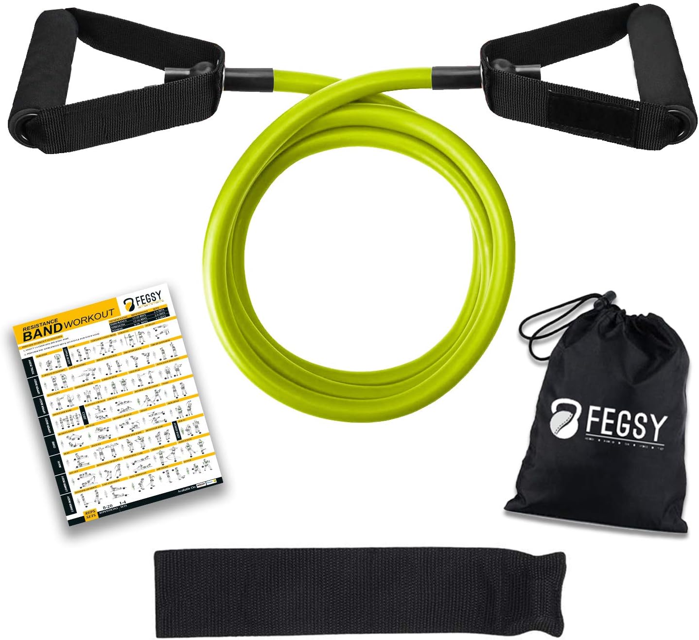 FEGSY Resistance Tube Exercise Bands for Stretching, Workout, and Toning for Men, and Women - 50 LBS