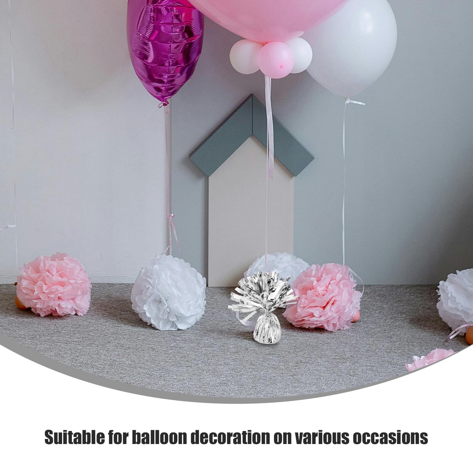 Ballongewicht für Hochzeit aus Pet und Zement Silberfarben 6 Stück Schwere Ballongewichtblöcke zur Sicheren Befestigung von Ballons Geeignet für Feiertage und Festivals