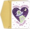 Goroar Funny Alien Valentines Day Card, Cute Spaceship Valentines Day Card, Valentines Gifts for Him Her, UFO Abduction Card