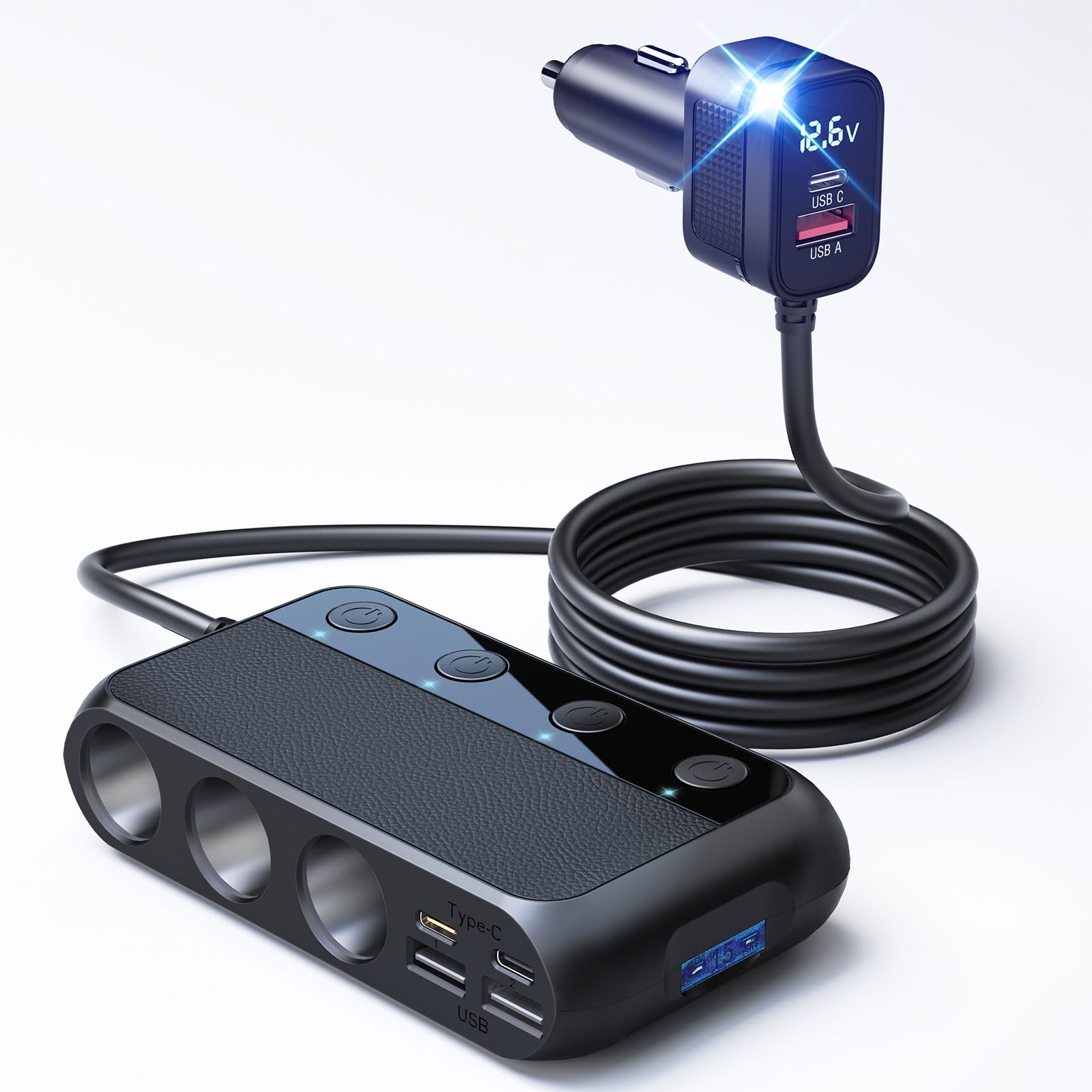 Amazon.co.jp: BESTEK シガーソケット 180W 3連 車 USB 増設 カー