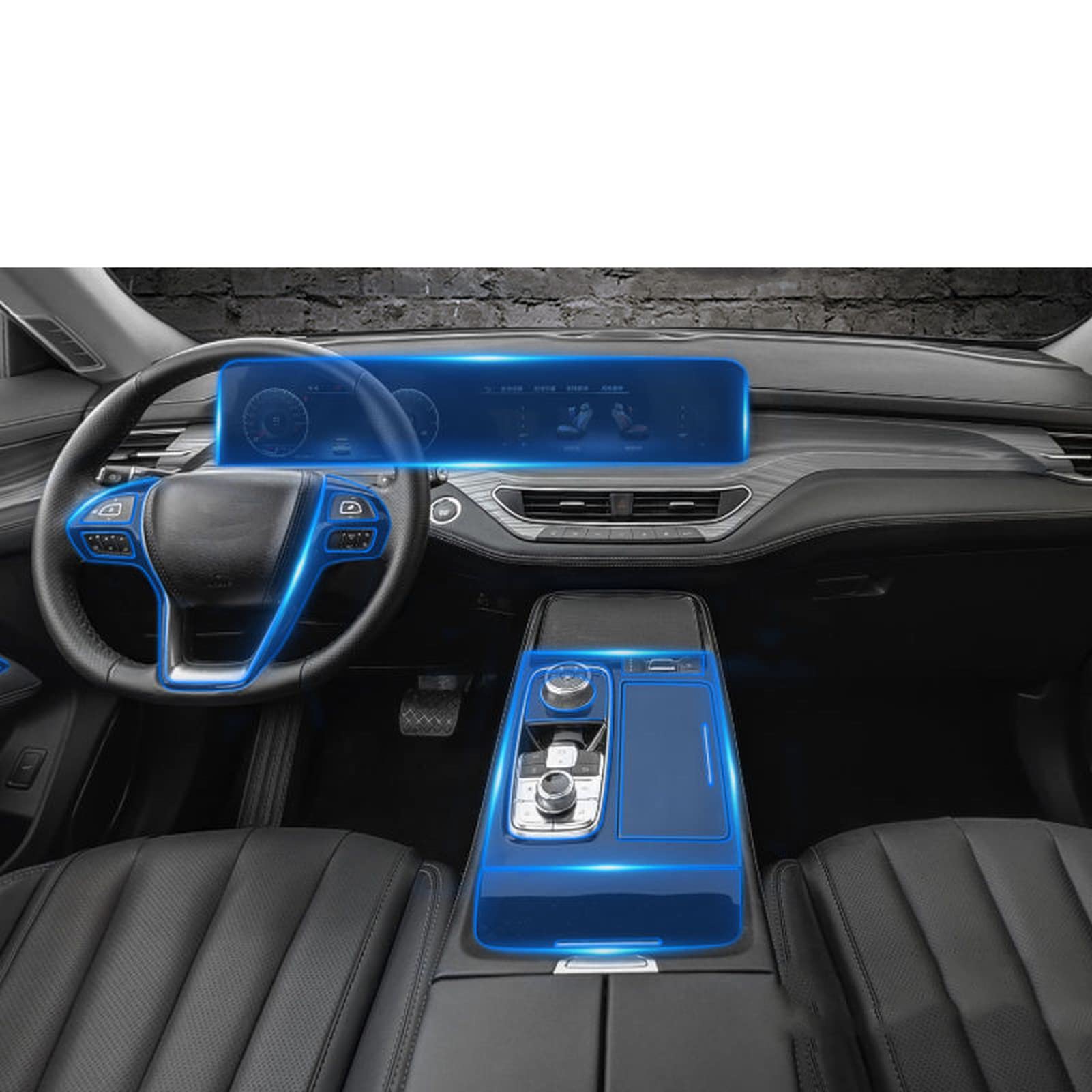 QAZwsxd Car Interior Center Console Transparent TPU Protective Film Anti-Scratch Repair Film Accessories Refit, for Ford Equator 2021