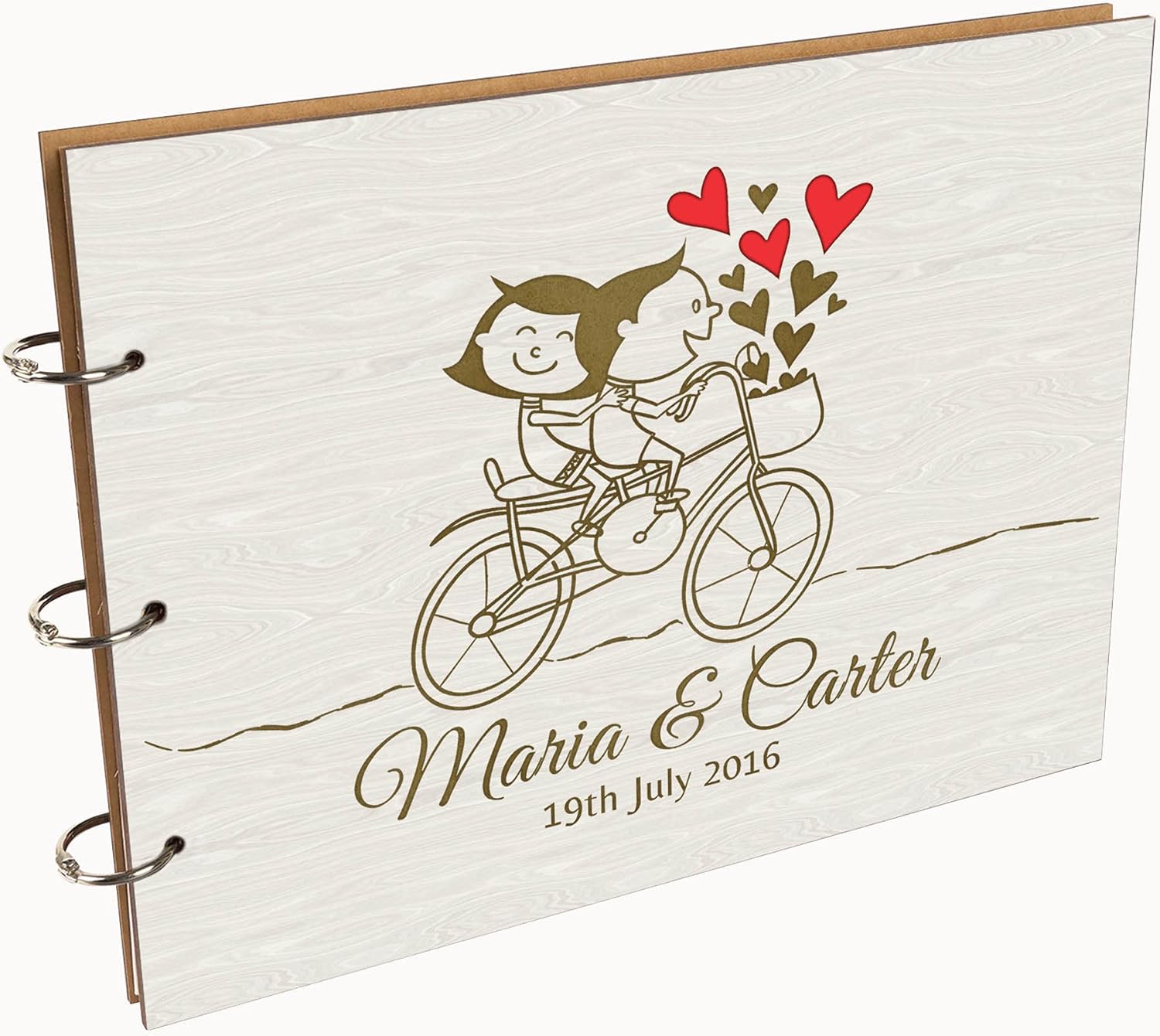 Darling Souvenir Personalized Engraved Laser Cut Wedding Guest Book Wooden Cover Sign-in Book Registry Guestbook Scrapbook-RN