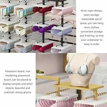 Coat Rack Stand, Underwear Display Stands, Freestanding Clothing Store Boutiques Retail Lingerie Garment Rack, Commercial Shelves for Socks Bra Panties Scarves Storage