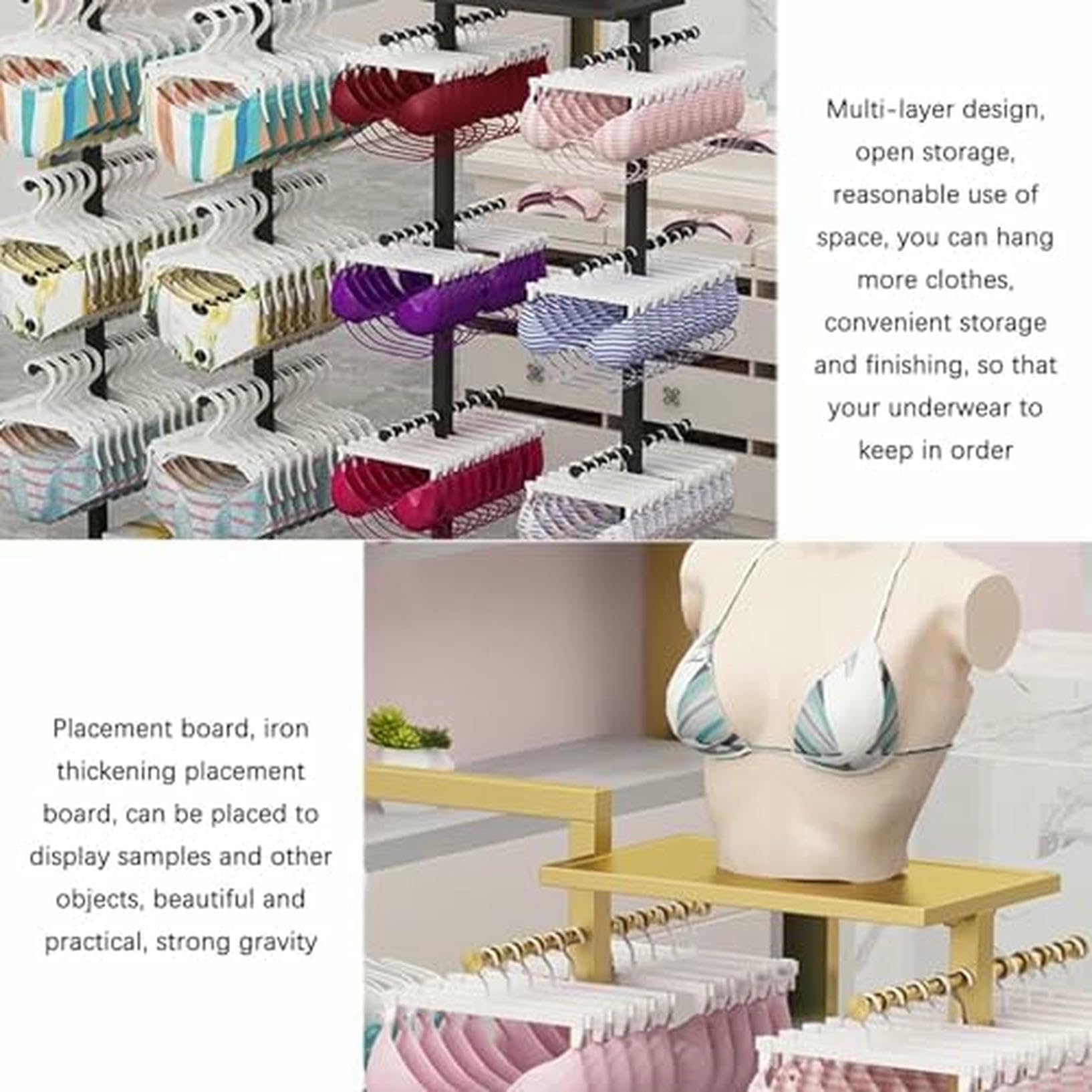 Generico Appendiabiti per Biancheria Intima, espositore Indipendente per Abbigliamento Intimo, scaffali Commerciali per Calzini, Reggiseni, Mutandine e Sciarpe