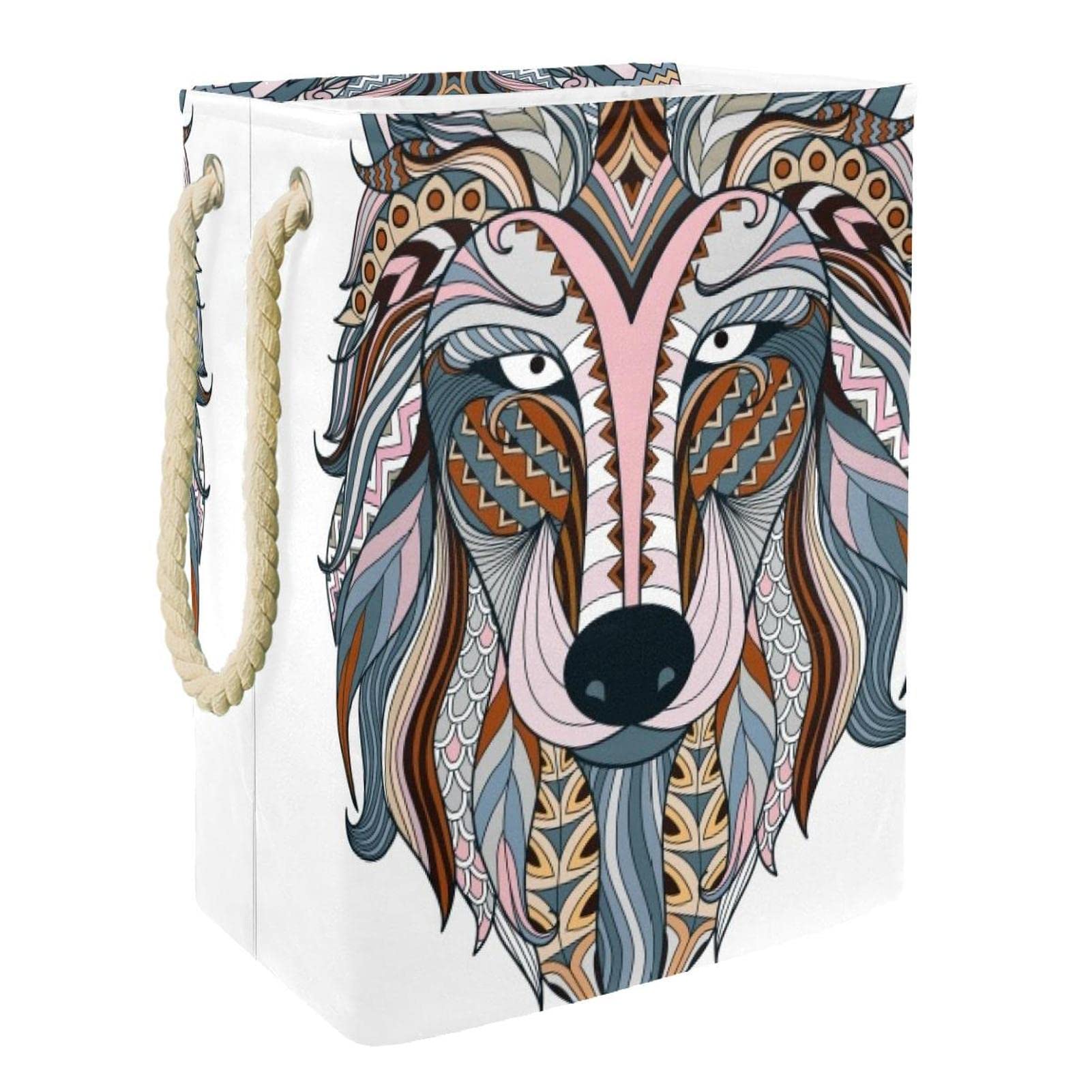 Panier à linge tête de loup imperméable et pliable pour salle de bain