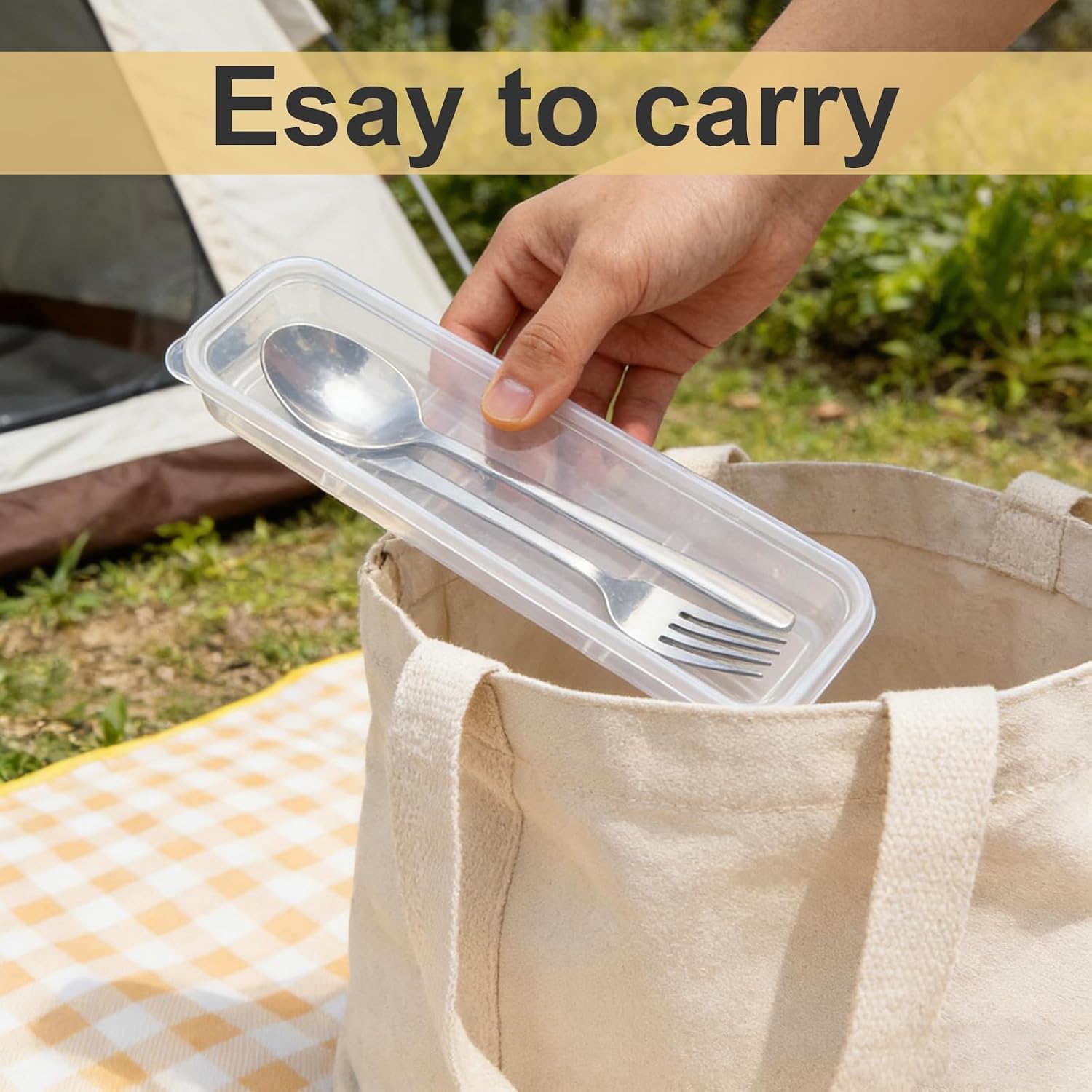 4 Pcs Utensil Holder Chopstick Case, Clear Utensil Case, Portable Flatware Box, Simple Travel Tableware Storage Cases, Chopstick Cases for Fork Spoon Cutlery Kit image 5