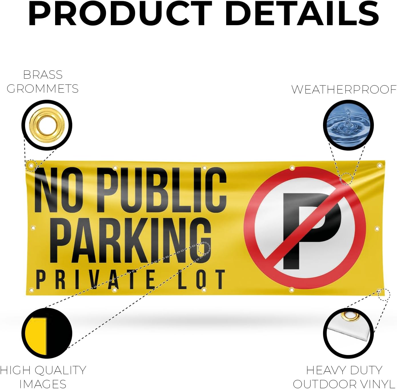 No Public Parking Private Lot Banner Sign 48 Inch x 96 Inch | 13 oz Vinyl with Metal Grommets | Heavy-Duty Single-Sided Outdoor Durable Printed High-Quality Weatherproof | Made in the USA