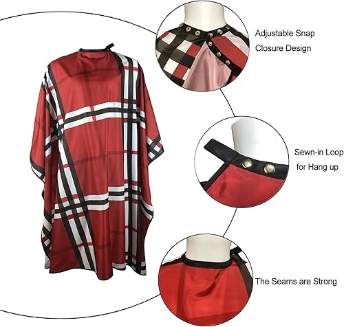 Miniatura 6 de Capa de peluquería de corte de pelo para hombres, capa de salón profesional con cierres a presión, capa de peluquería para adultos, capa impermeable