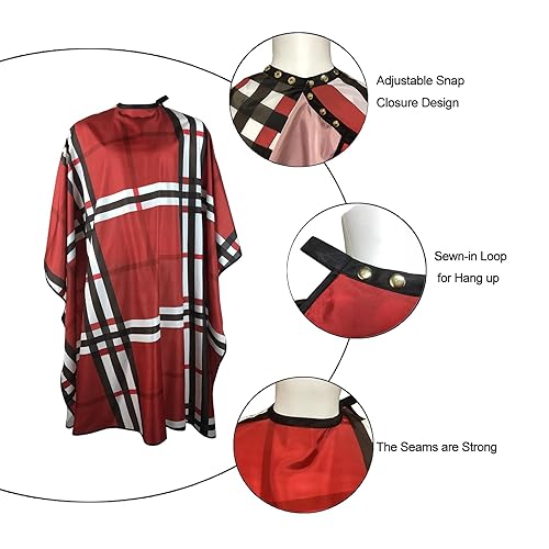 Miniatura 6 de Capa de peluquería de corte de pelo para hombres, capa de salón profesional con cierres a presión, capa de peluquería para adultos, capa impermeable